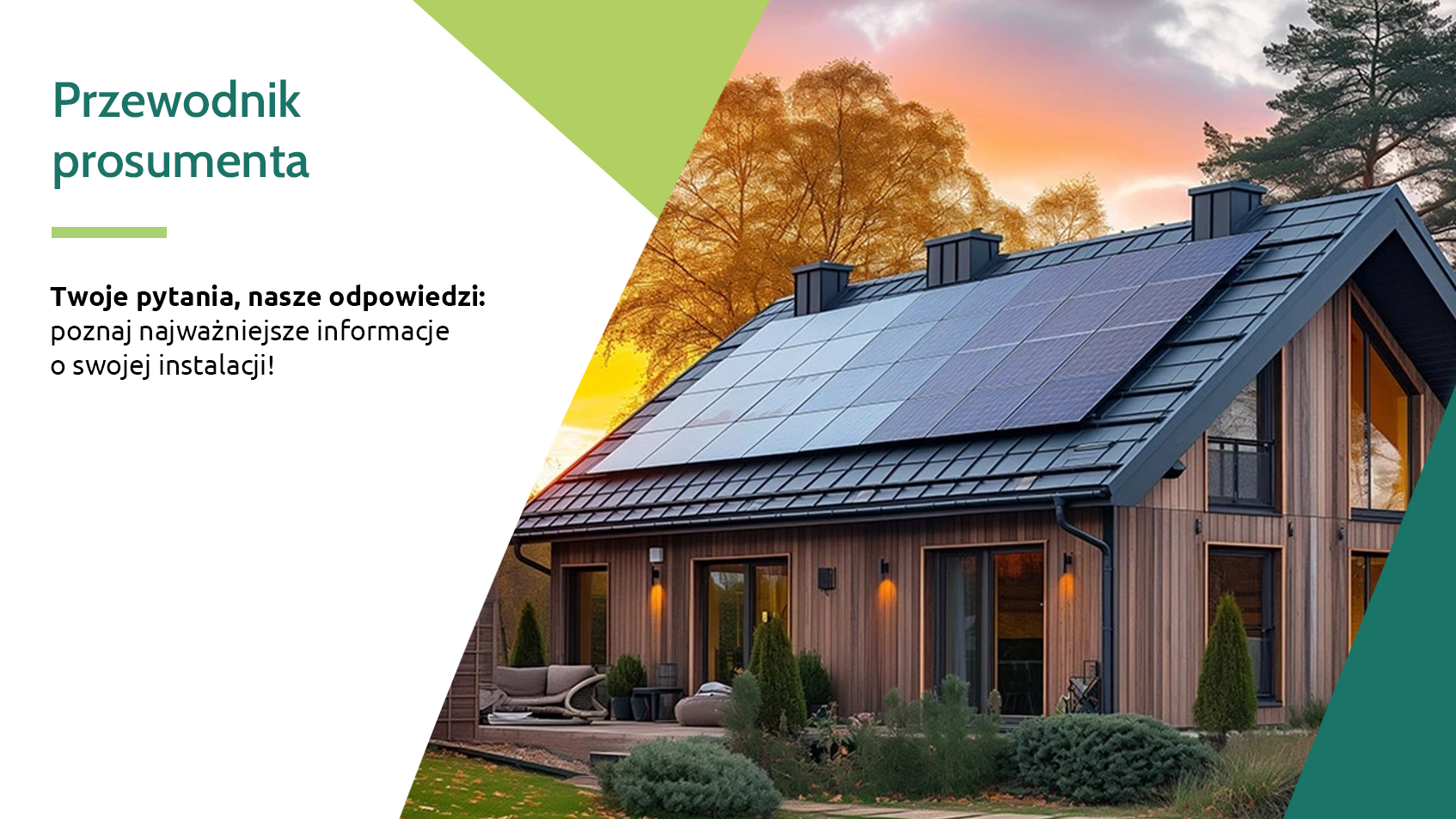 Grafika prezentująca Przewodnik Prosumenta z opisem Twoje pytania, nasze odpowiedzi: poznaj najważniejsze informacje o swojej instalacji!